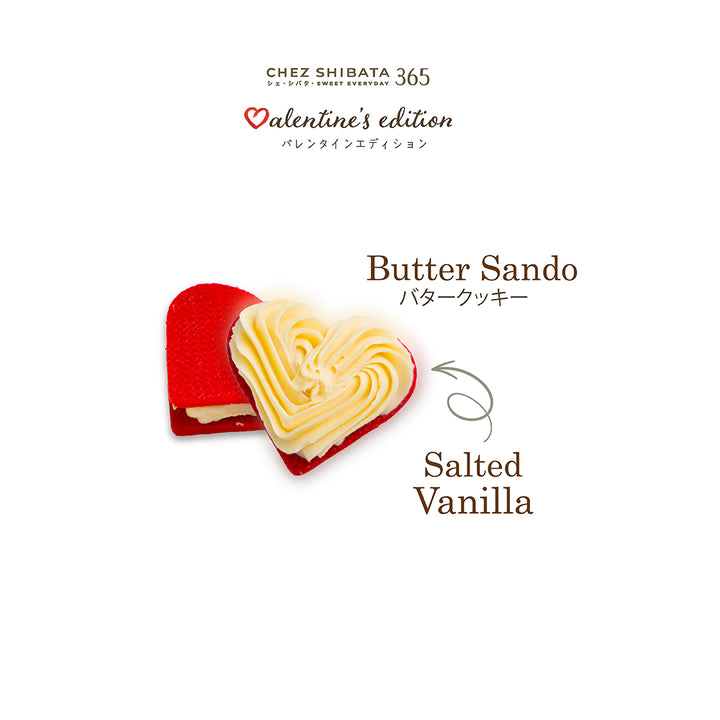 Heart-shaped butter sando cookie with salted vanilla buttercream, Valentine’s Edition by Chez Shibata 365