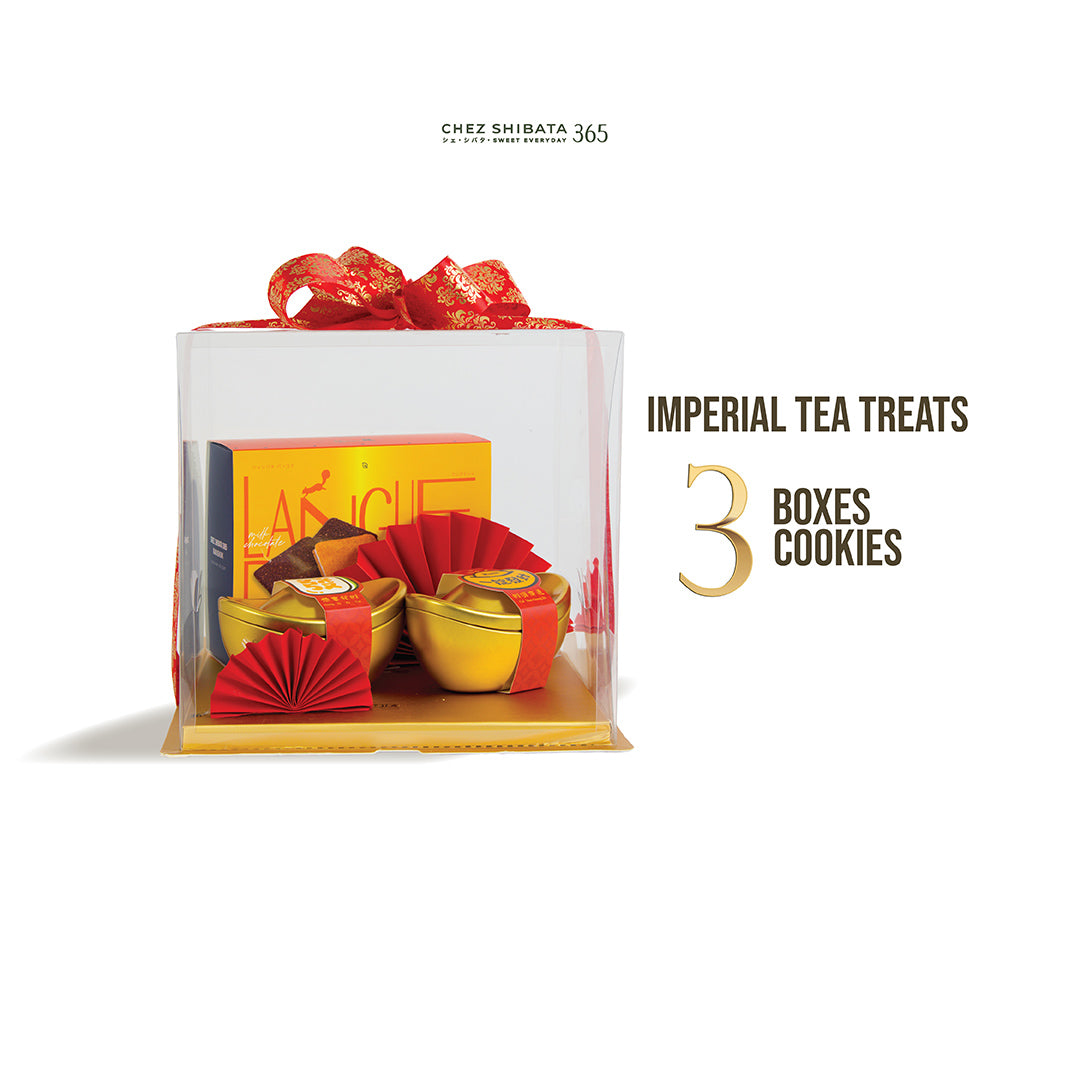 Packaged tea treats cookies with a red bow on a white background, featuring the brand 'Chez Shibata'. Chez Shibata365 Chinese new year collection