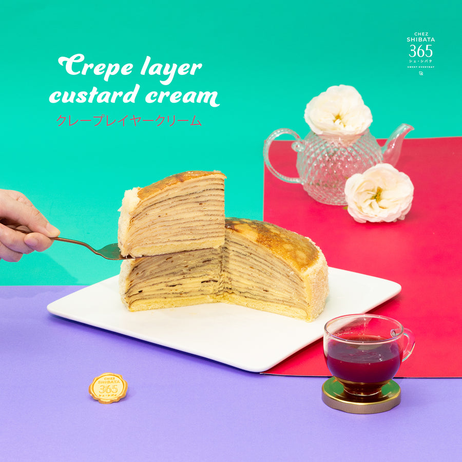 Crepe layer custard cream クレープレイヤークリーム เครปเค้ก เค้กวันเกิด เครปญี่ปุ่น จาก Chez Shibata 365